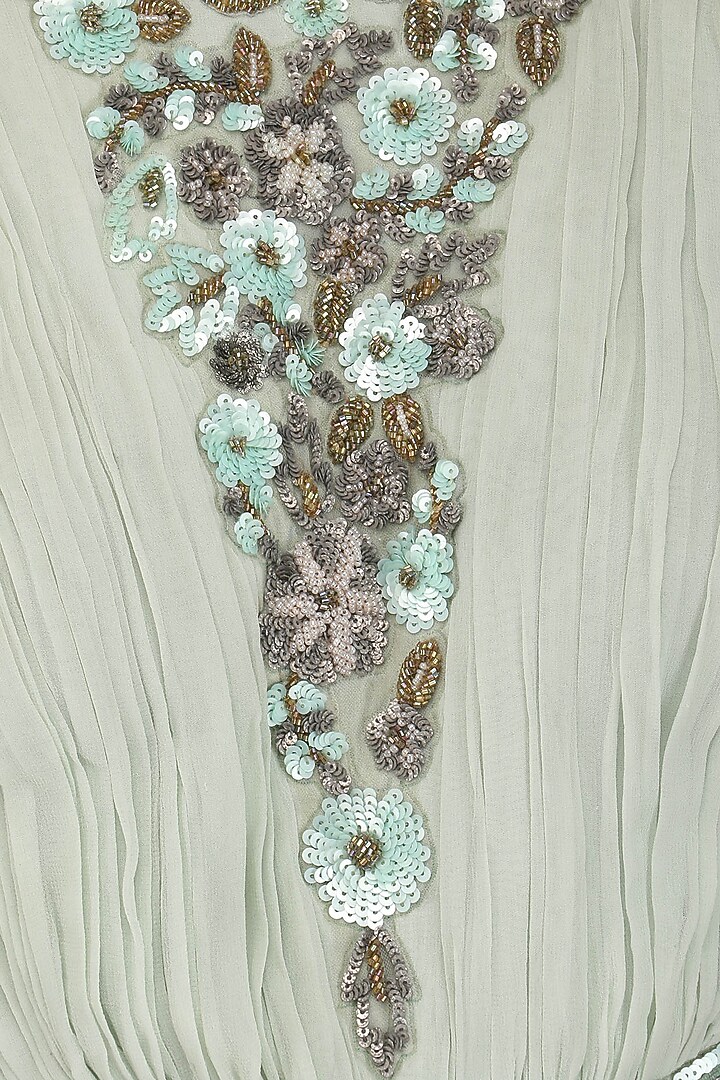 Sage Green Winged Sleeves Belted Gown available only at Pernia's Pop Up Shop.