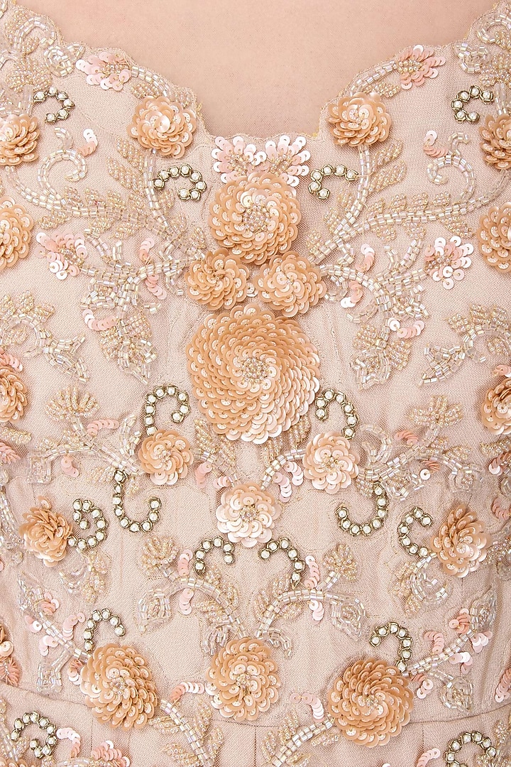 Gold floral embroidered drape gown available only at Pernia's Pop Up Shop.