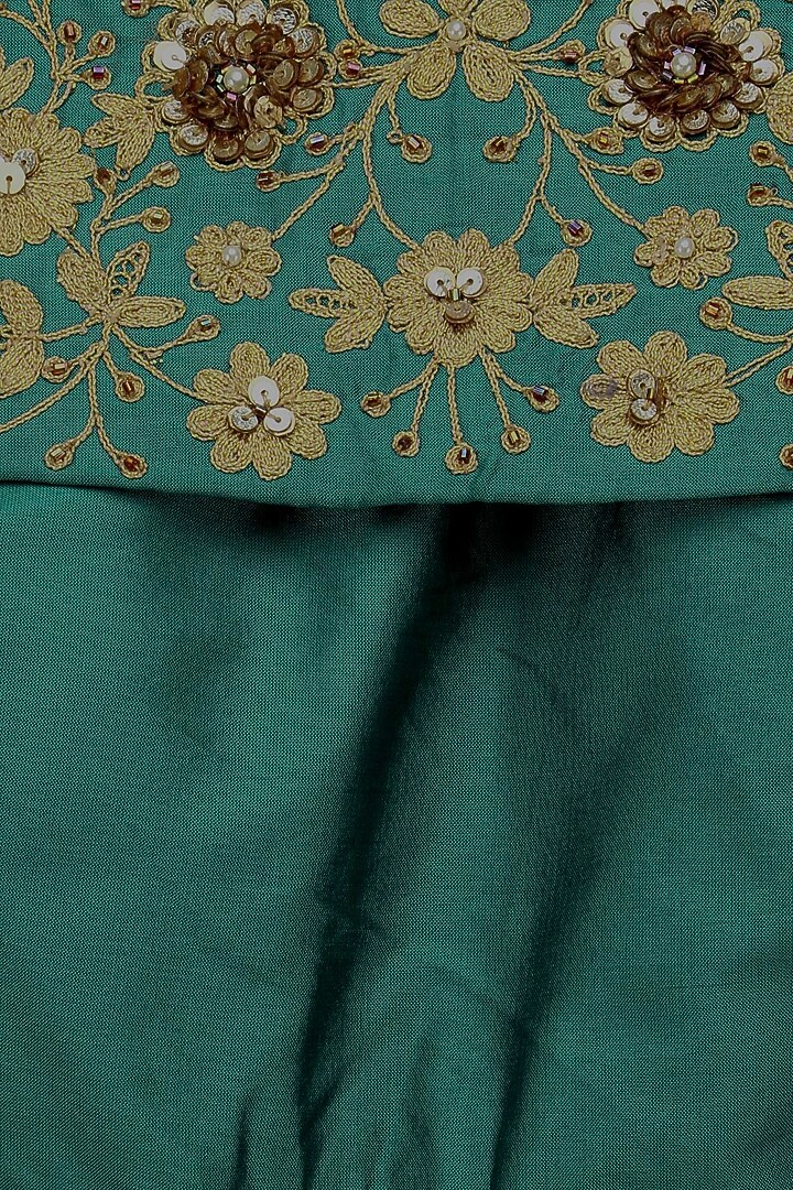 Teal off shoulder crop top and skirt set available only at Pernia's Pop Up Shop.