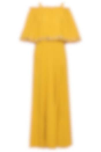 Mango yellow embroidered jumpsuit by Ridhi Arora