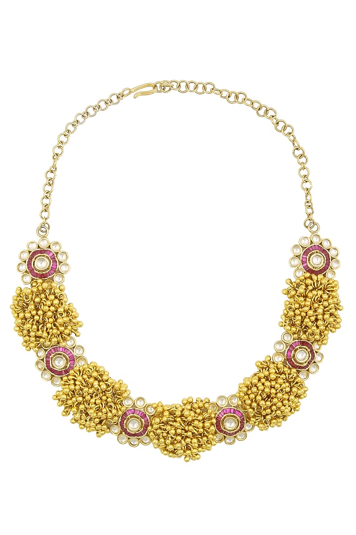 Gold Finish "Mogra" Bunch Necklace by Rohita and Deepa