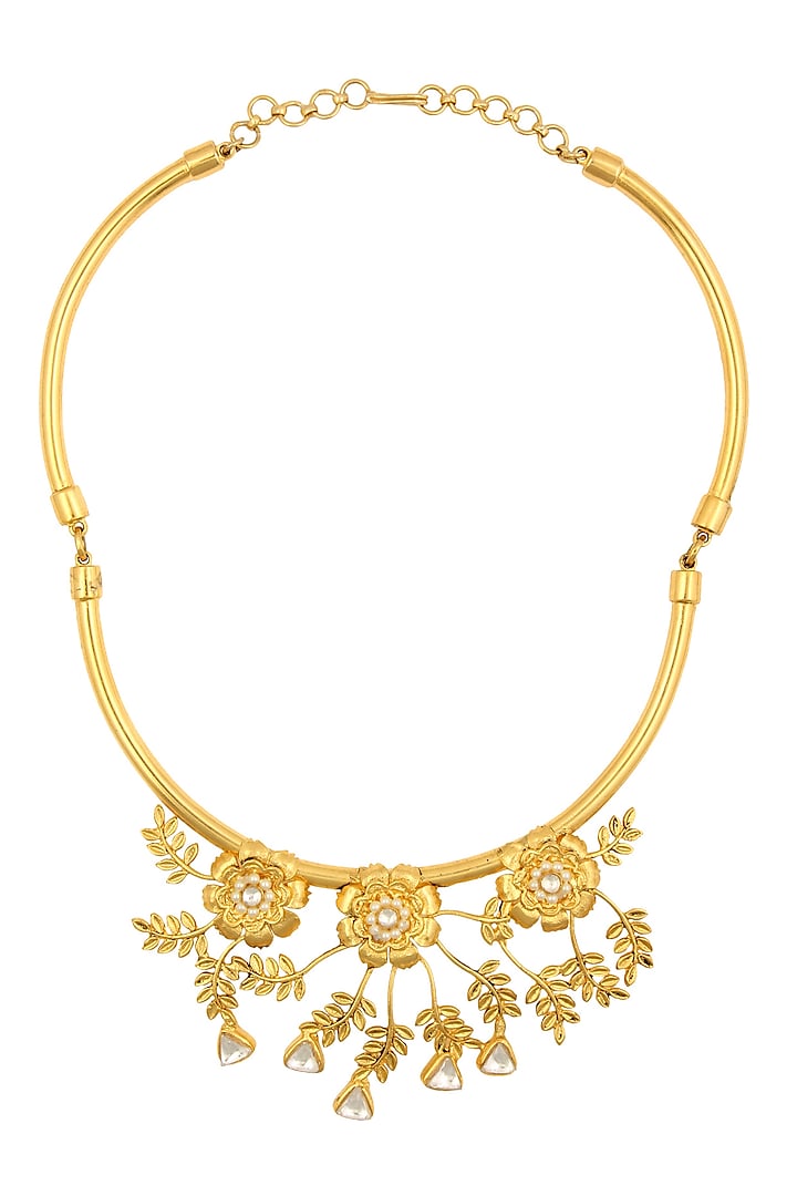 Rohita and Deepa presents Gold finish baby pearl details floral motif