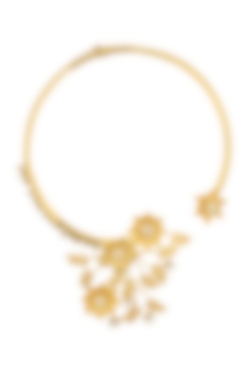 Rohita and Deepa presents Gold finish floral motif necklace available only at Pernia's Pop Up Shop.