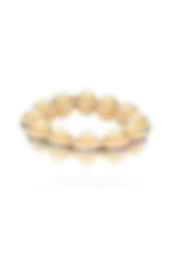 Matte Gold Finish Baby Pearls and Cubic Zircon Dome Bracelet by Rohita and Deepa