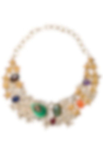 Gold Plated Baby and Natural Stone Necklace by Rohita and Deepa