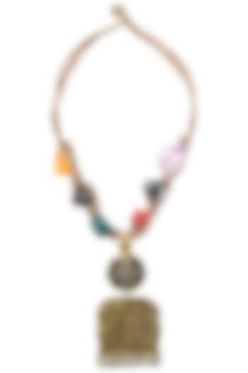 Gold Plated Metal and Kundan Crystal Necklace by Rohita and Deepa