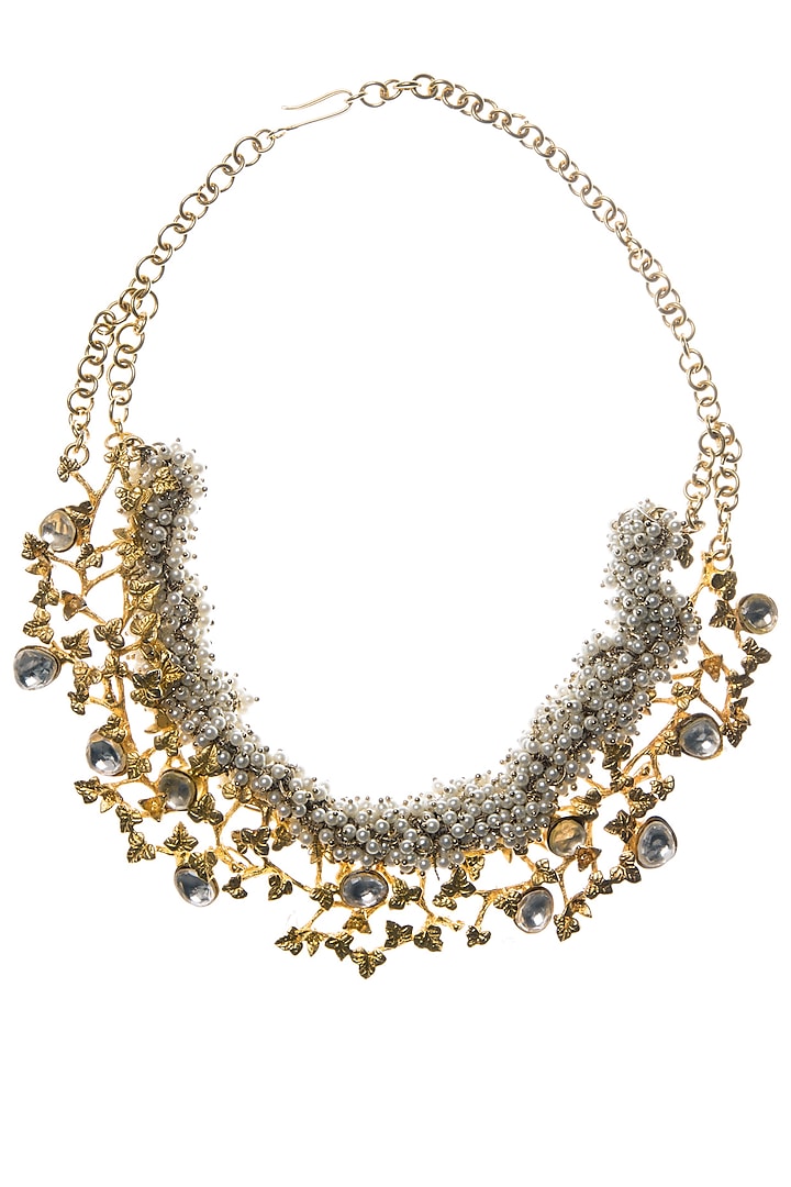 Gold Plated Vine Creeper Motif Necklace by Rohita and Deepa