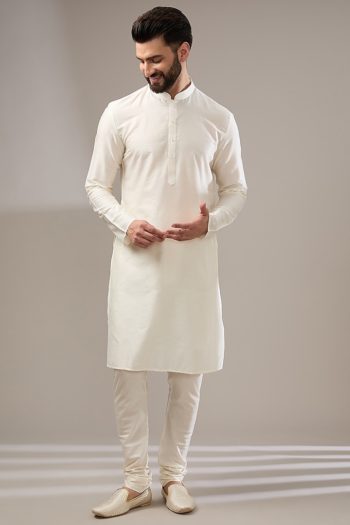 Ivory Silk Dori Embroidered Wedding Sherwani Set by RE CHANNEL at Pernia's Pop Up Shop