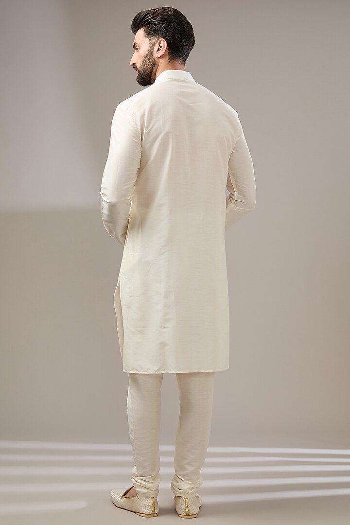Ivory Silk Dori Embroidered Wedding Sherwani Set by RE CHANNEL at Pernia's Pop Up Shop