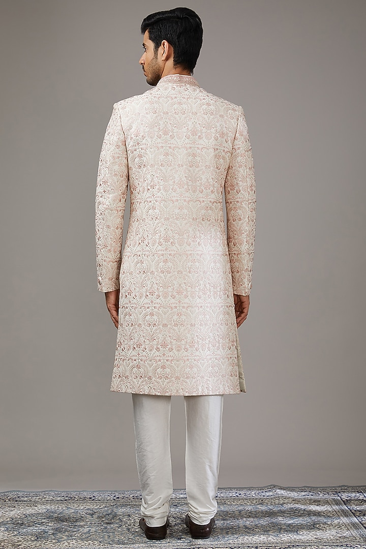 Off-White Silk Dori Work Wedding Sherwani Set by RE CHANNEL at Pernia's Pop Up Shop