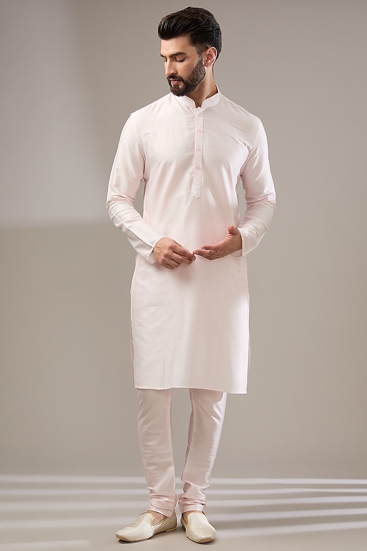 Pink Silk Cutdana Embroidered Wedding Sherwani Set by RE CHANNEL at Pernia's Pop Up Shop