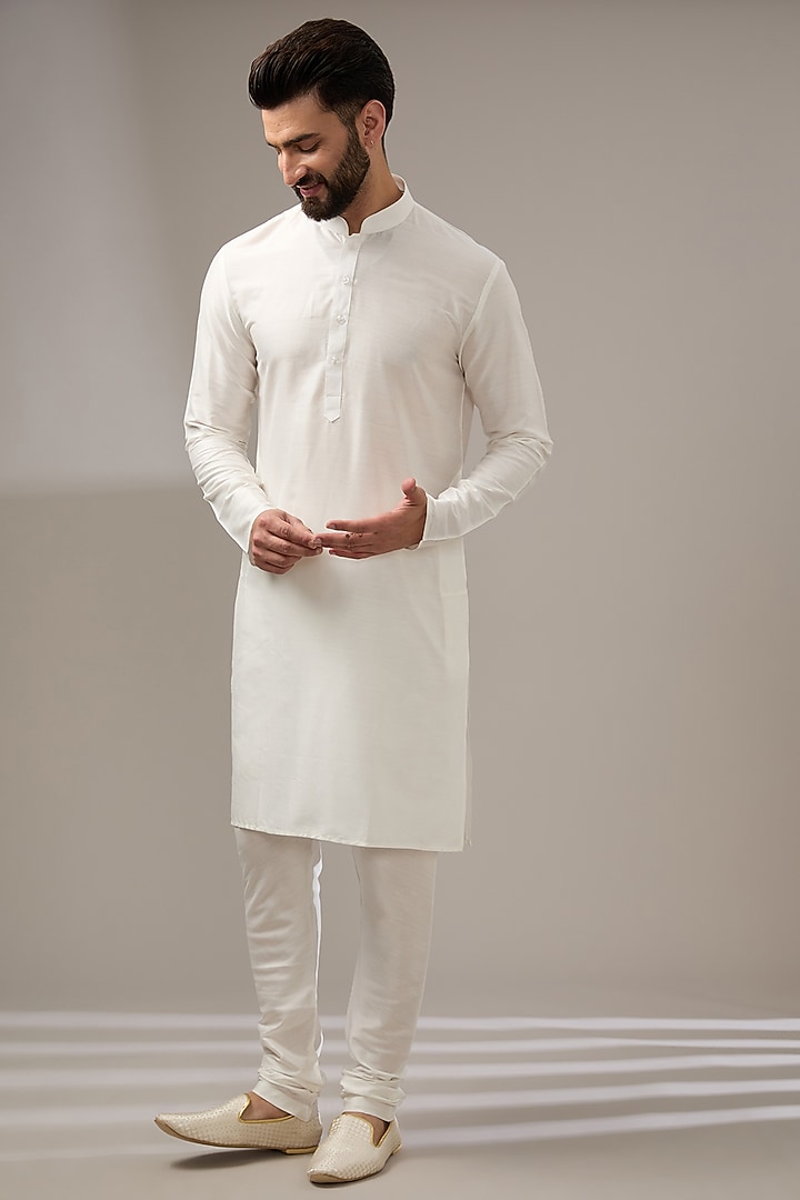 Ivory Silk Floral Thread Work Wedding Sherwani Set by RE CHANNEL at Pernia's Pop Up Shop