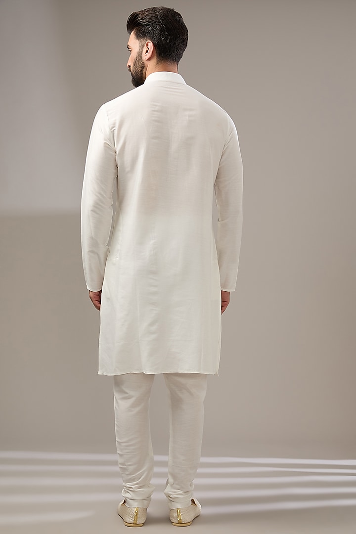 Ivory Silk Floral Thread Work Wedding Sherwani Set by RE CHANNEL at Pernia's Pop Up Shop