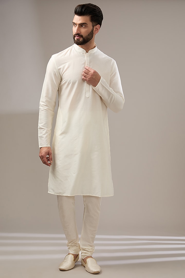 Ivory Silk Zari Embellished Wedding Sherwani Set by RE CHANNEL at Pernia's Pop Up Shop