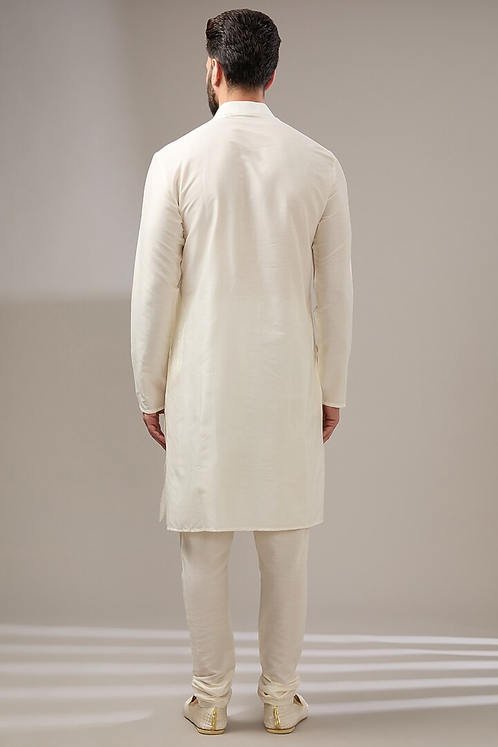 Ivory Silk Zari Embellished Wedding Sherwani Set by RE CHANNEL at Pernia's Pop Up Shop