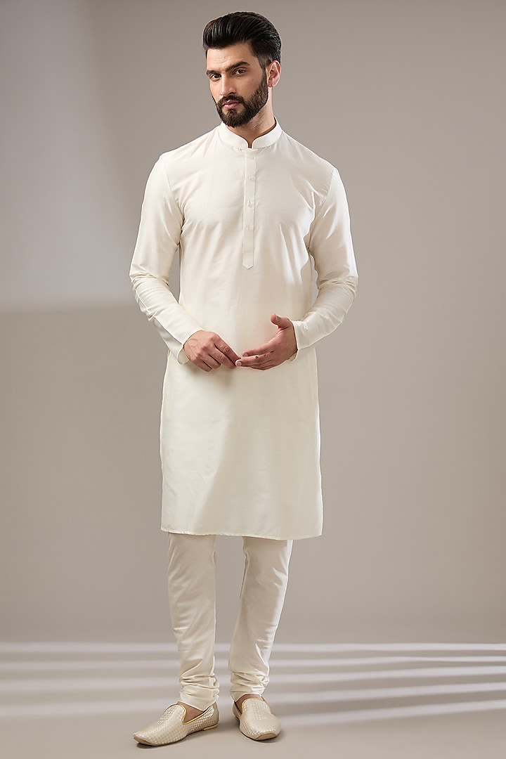 Ivory Silk Zari Embellished Wedding Sherwani Set by RE CHANNEL at Pernia's Pop Up Shop