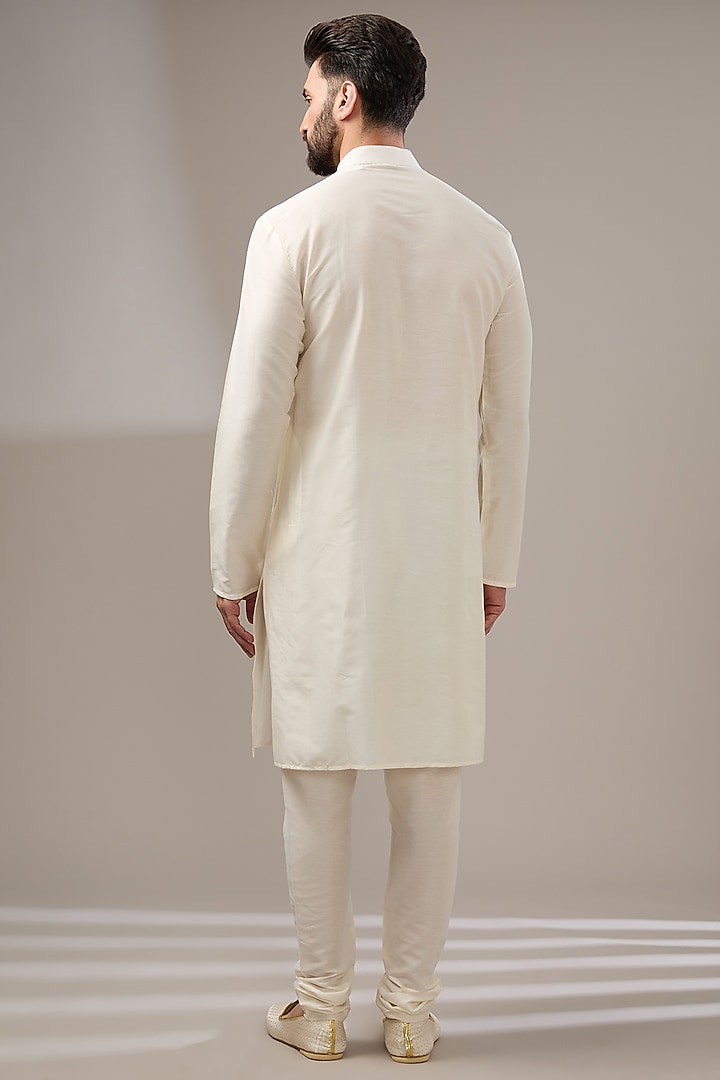 Ivory Silk Zari Embellished Wedding Sherwani Set by RE CHANNEL at Pernia's Pop Up Shop