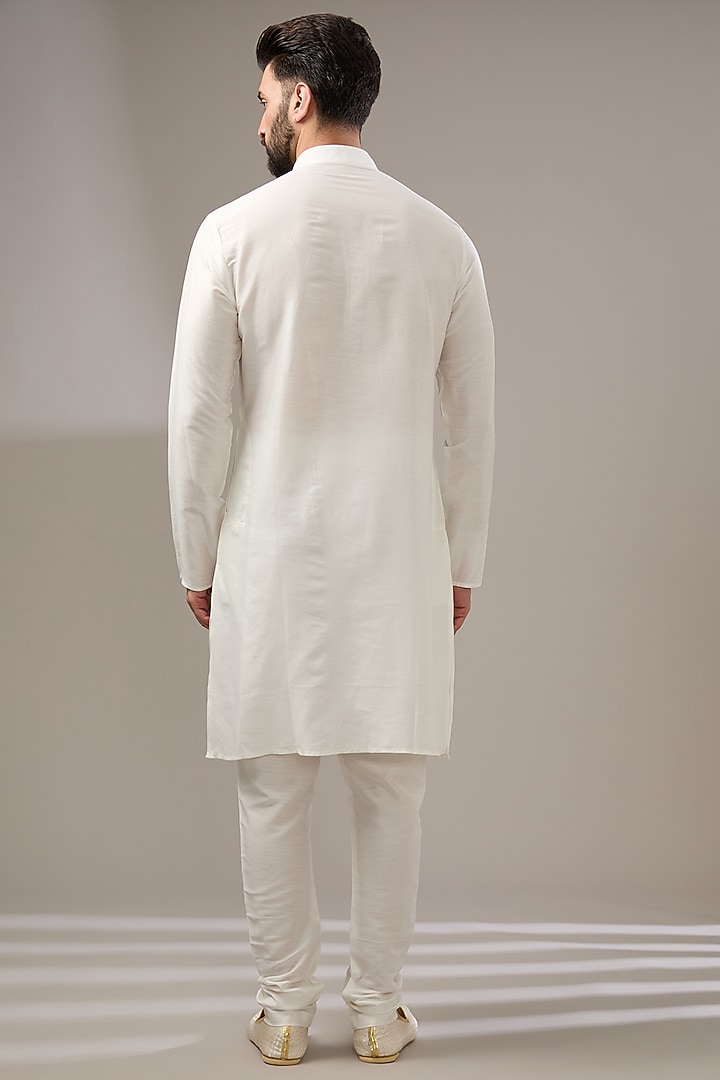 Off-White Silk Abstract Printed Wedding Sherwani Set by RE CHANNEL at Pernia's Pop Up Shop