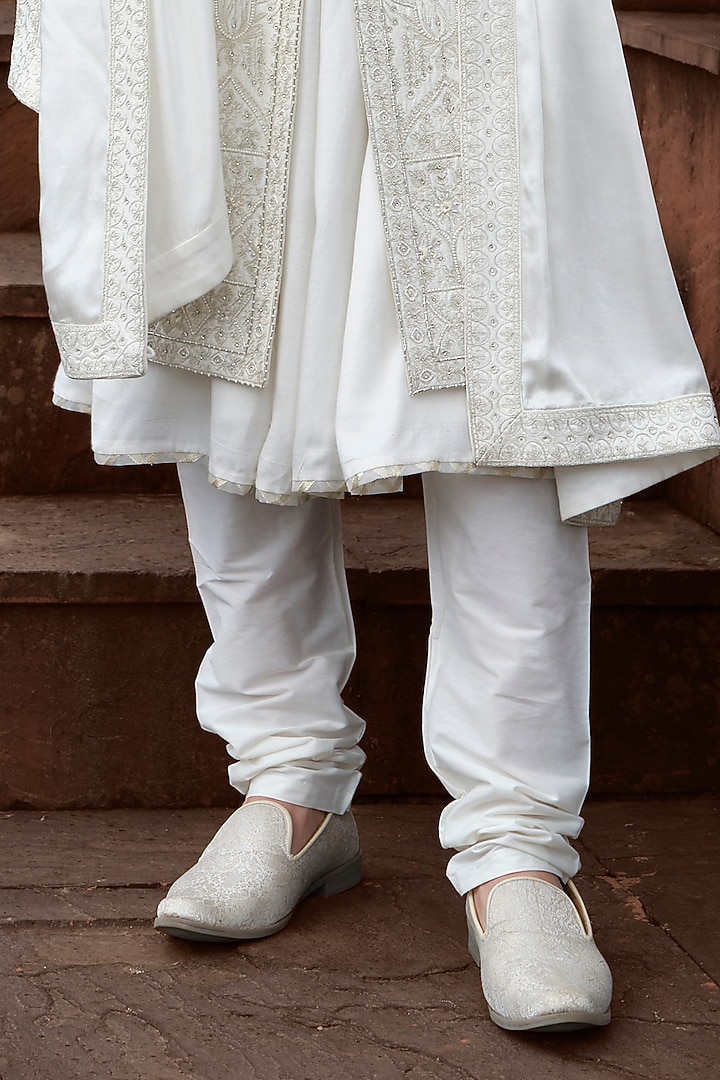 Ivory Silk Resham Work Wedding Sherwani Set by RE CHANNEL at Pernia's Pop Up Shop