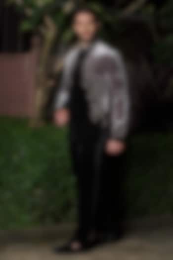 Black & Ash Grey Velvet Cutdana Work Jodhpuri Set by RE CHANNEL at Pernia's Pop Up Shop