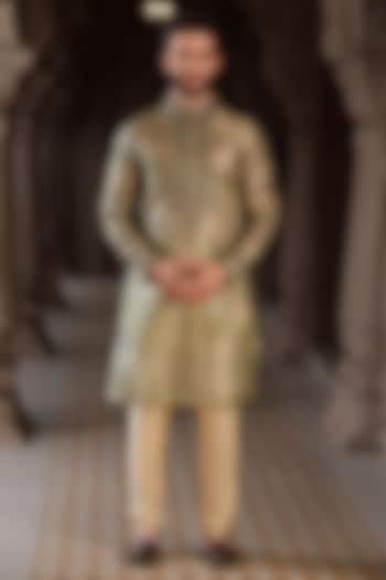 Green Banarasi Tissue Cutdana Hand Embroidered Kurta Set by RE CHANNEL at Pernia's Pop Up Shop