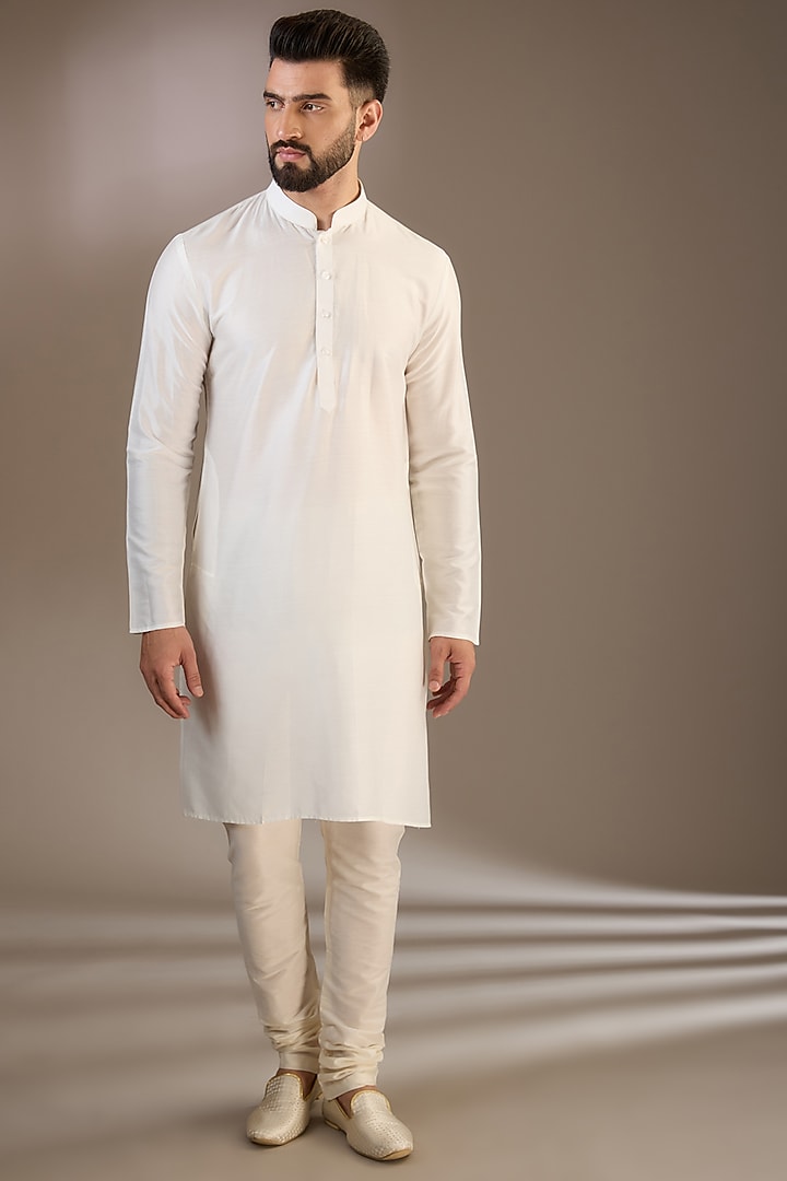 Ivory Silk Dori & Cutdana Embellished Wedding Sherwani Set by RE CHANNEL at Pernia's Pop Up Shop