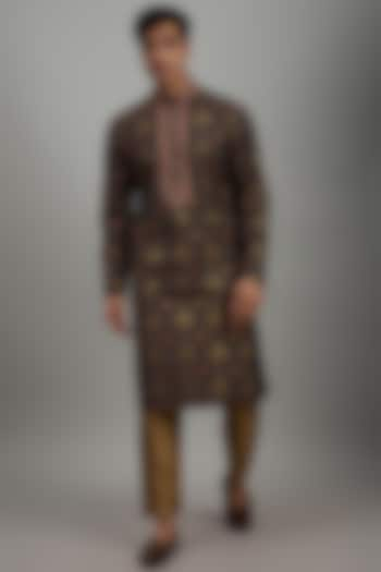 Dark Green Silk Printed Kurta Set by RE CHANNEL at Pernia's Pop Up Shop