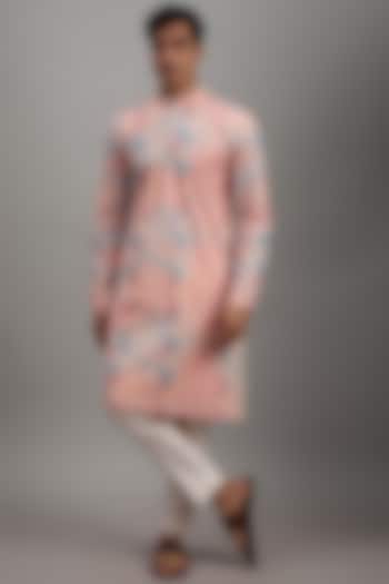 Multi-Colored Silk Printed & Embroidered Kurta Set by RE CHANNEL at Pernia's Pop Up Shop