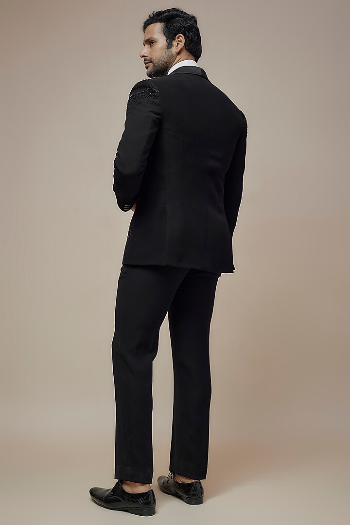 Black Japanese Suiting Embroidered Tuxedo Set by RE CHANNEL at Pernia's Pop Up Shop