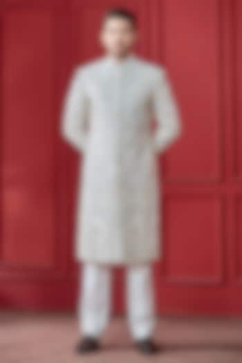 Lilac Silk Cutwork Sherwani Set by RE CHANNEL