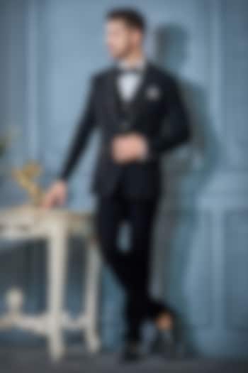 Black Shimmer Fabric Tuxedo Set by RE CHANNEL at Pernia's Pop Up Shop