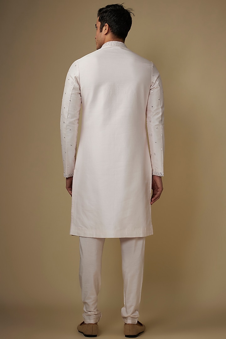Pink Silk Mirror Work Kurta Set by RE CHANNEL at Pernia's Pop Up Shop