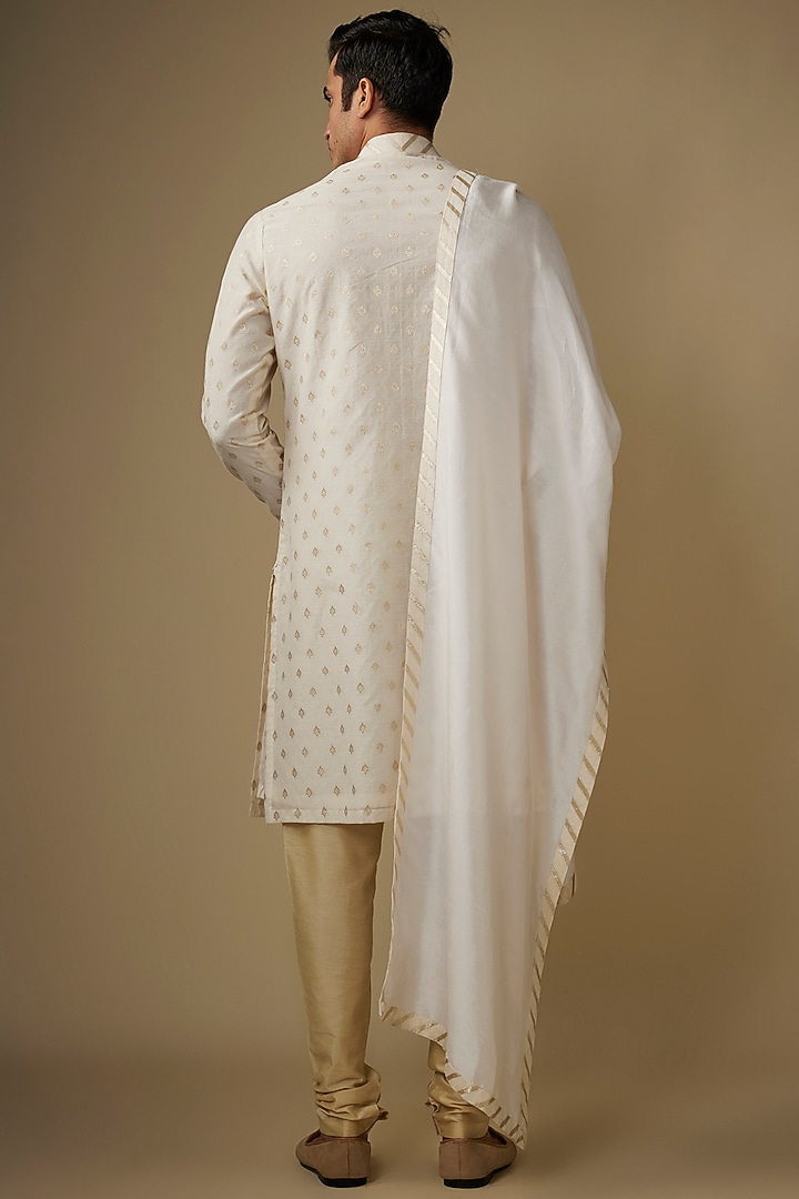 Cream Silk Mirror Work Kurta Set by RE CHANNEL at Pernia's Pop Up Shop