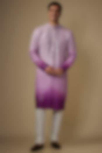 Purple Ombre Silk Mirror Work Kurta Set by RE CHANNEL at Pernia's Pop Up Shop