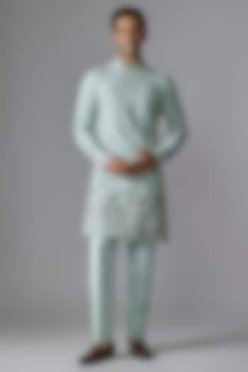 Mint Green Imported Fabric Thread Embroidered Kurta Set by RE CHANNEL at Pernia's Pop Up Shop