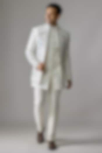 Pink Silk Zari Embroidered Wedding Indowestern Set by RE CHANNEL at Pernia's Pop Up Shop