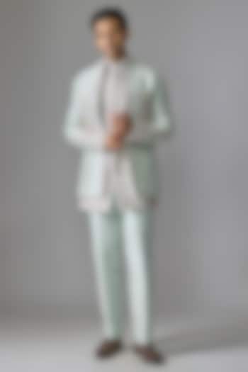 Mint Green Silk Sequins Embroidered Wedding Indowestern Set by RE CHANNEL at Pernia's Pop Up Shop