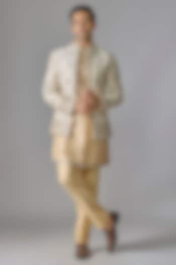 Cream Tissue Mirror Embroidered Wedding Indowestern Set by RE CHANNEL at Pernia's Pop Up Shop