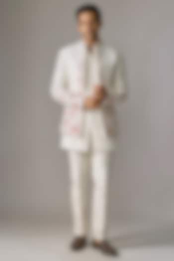 White Silk Cutdana Embroidered Wedding Indowestern Set by RE CHANNEL at Pernia's Pop Up Shop