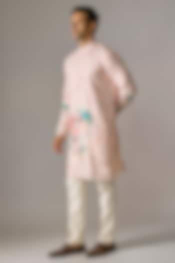 Peach Silk Cutdana Embroidered Kurta Set by RE CHANNEL at Pernia's Pop Up Shop