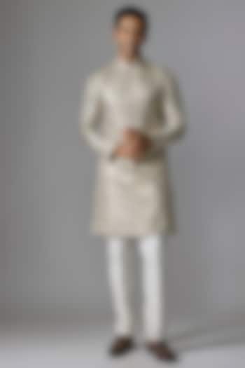 Light Gold Imported Fabric Cutdana Embroidered Kurta Set by RE CHANNEL at Pernia's Pop Up Shop