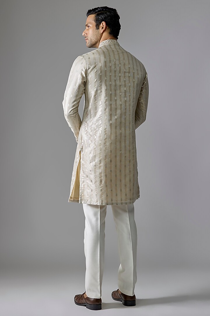 Light Gold Imported Fabric Cutdana Embroidered Kurta Set by RE CHANNEL at Pernia's Pop Up Shop