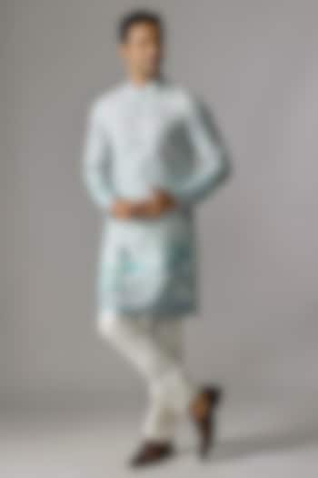 Sea Bluish Green Silk Cutdana Embroidered Kurta Set by RE CHANNEL at Pernia's Pop Up Shop