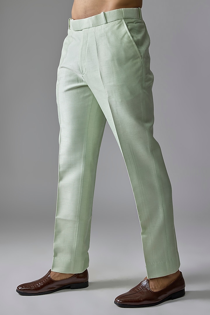 Green Textured Silk Cutdana Embroidered Wedding Indowestern Set by RE CHANNEL at Pernia's Pop Up Shop