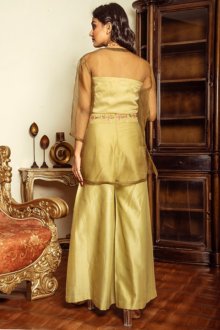 Olive Green Organza Jacket Set by Reda by Mansha at Pernia's Pop Up Shop