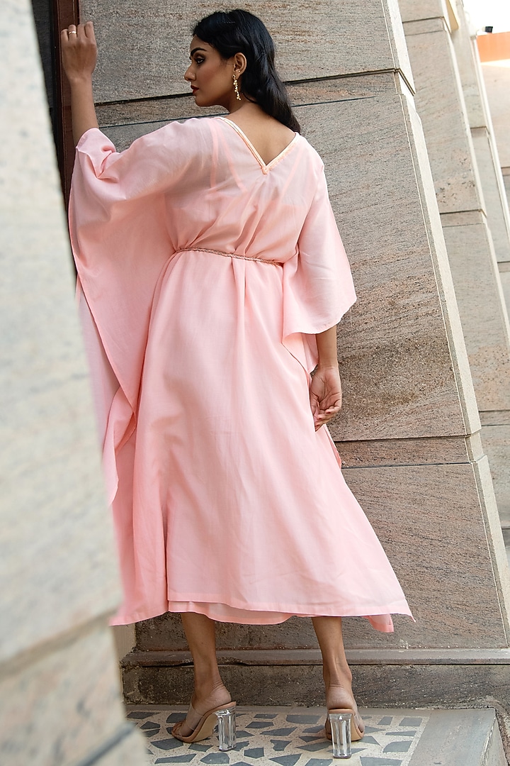 Peach Cotton Silk Kaftan by Reda by Mansha at Pernia's Pop Up Shop