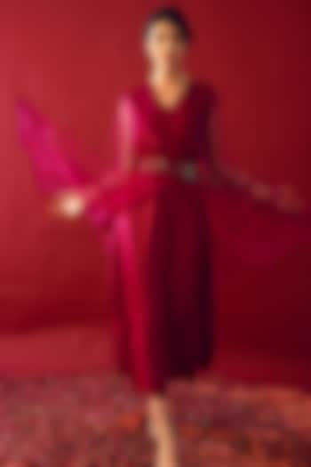 Orchid Pink Satin Silk Jacket Dress by Reda by Mansha