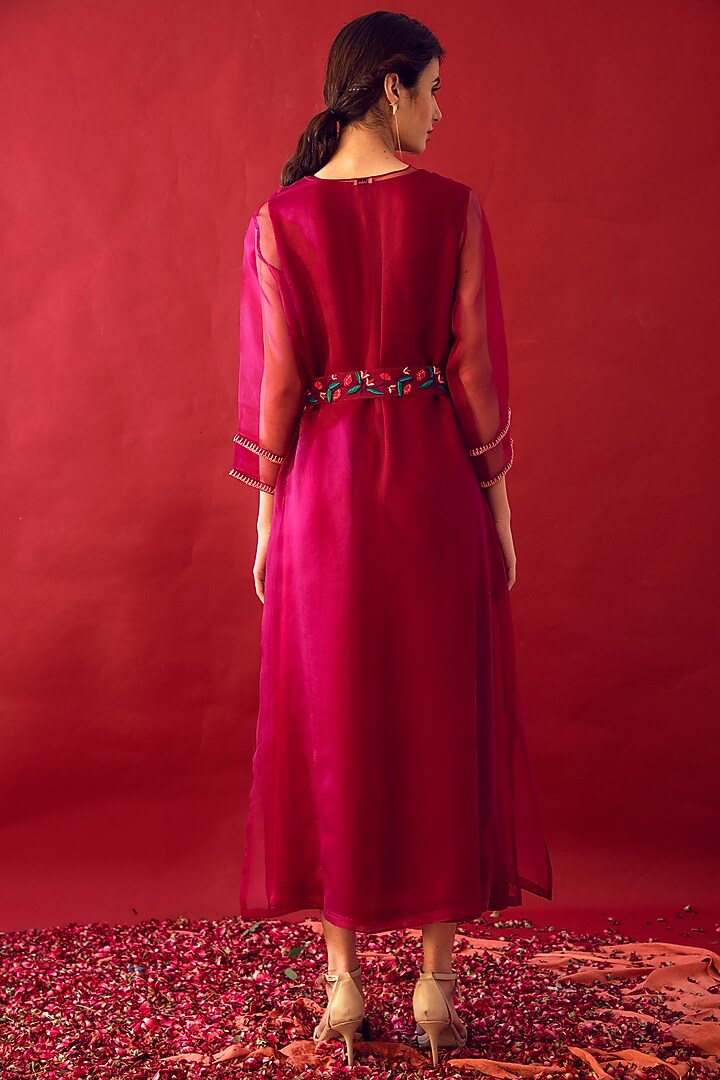 Orchid Pink Satin Silk Jacket Summer Dress by Reda by Mansha at Pernia's Pop Up Shop