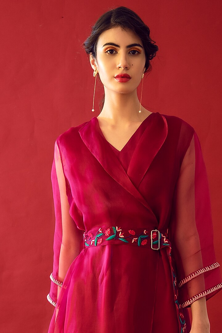 Orchid Pink Satin Silk Jacket Summer Dress by Reda by Mansha at Pernia's Pop Up Shop