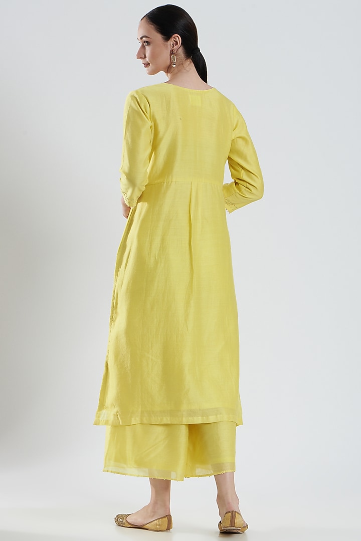 Yellow Chanderi Silk Kurta Set by Reema Mehta at Pernia's Pop Up Shop